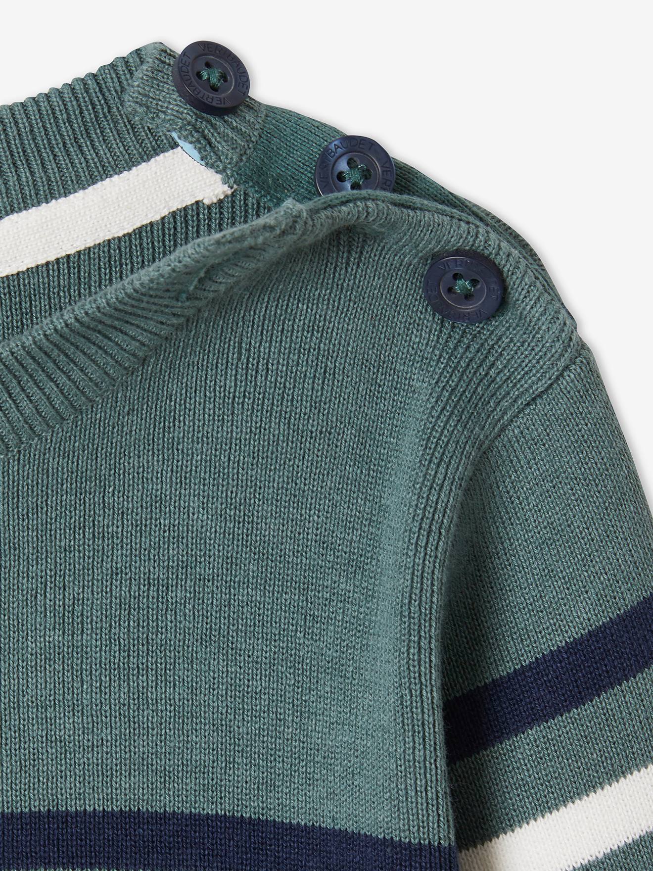 Pull marin garçon ivoire rayé rouge et marine