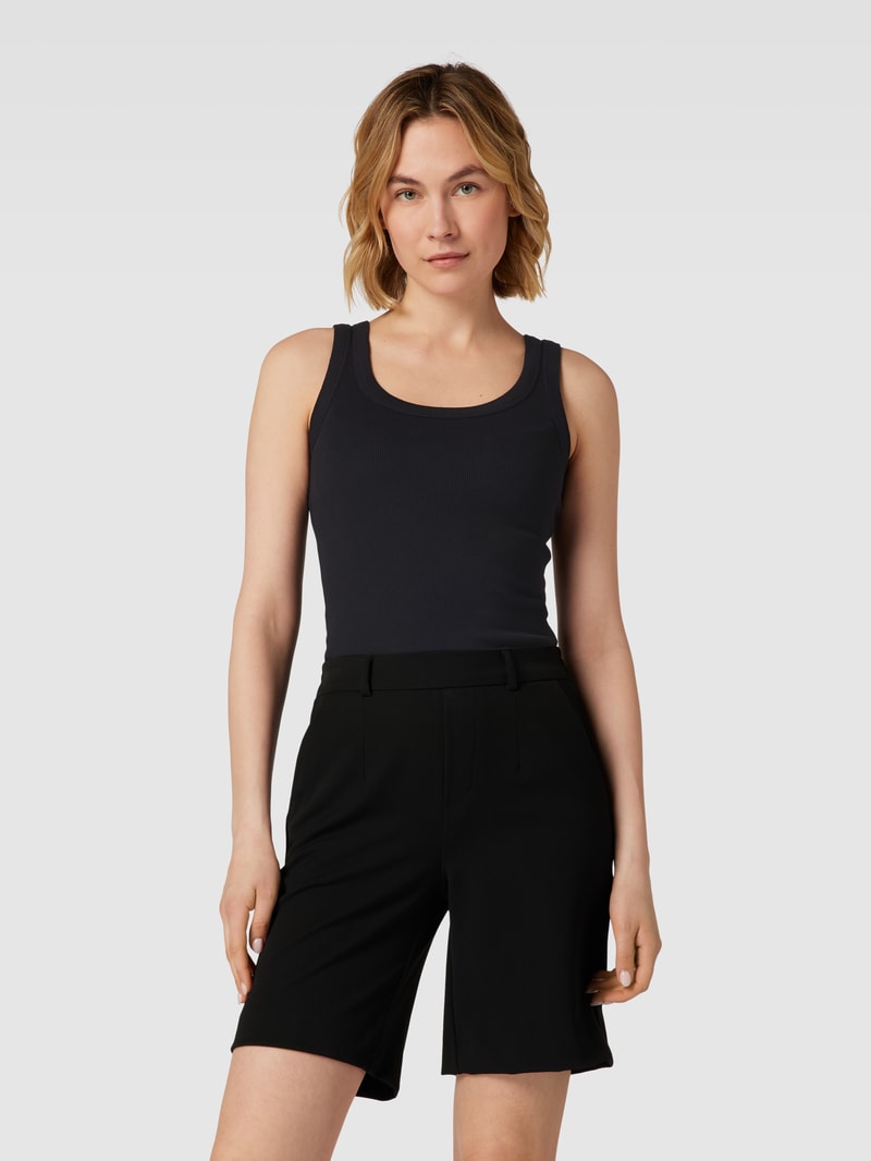 Tanktop mit Rundhalsausschnitt in Ripp-Optik in schwarz