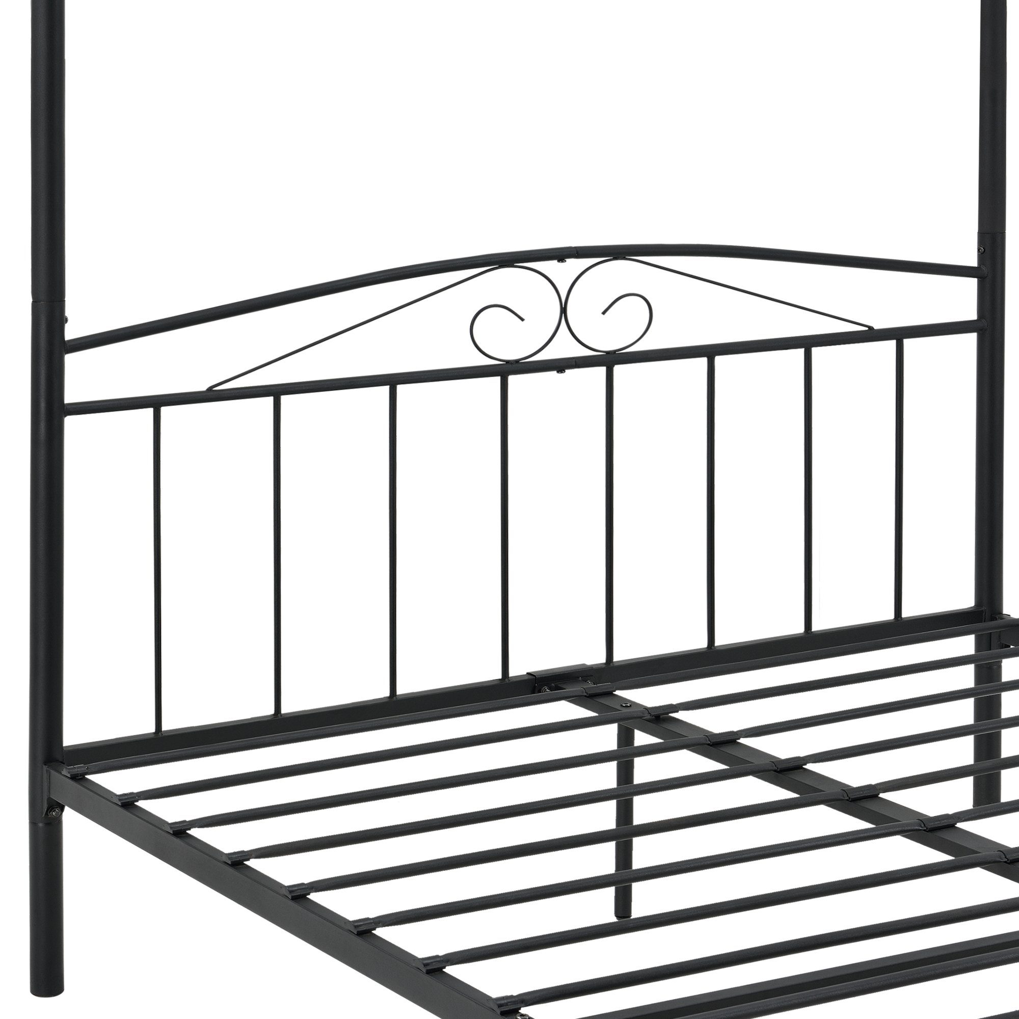 en.casa Himmelbett, Lahti Metallbett Doppelbett Schwarz 180x200cm