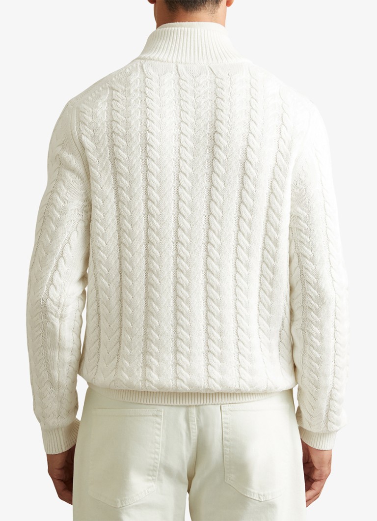 Reiss Tamworth cable-knit shipper sweater in wool blend