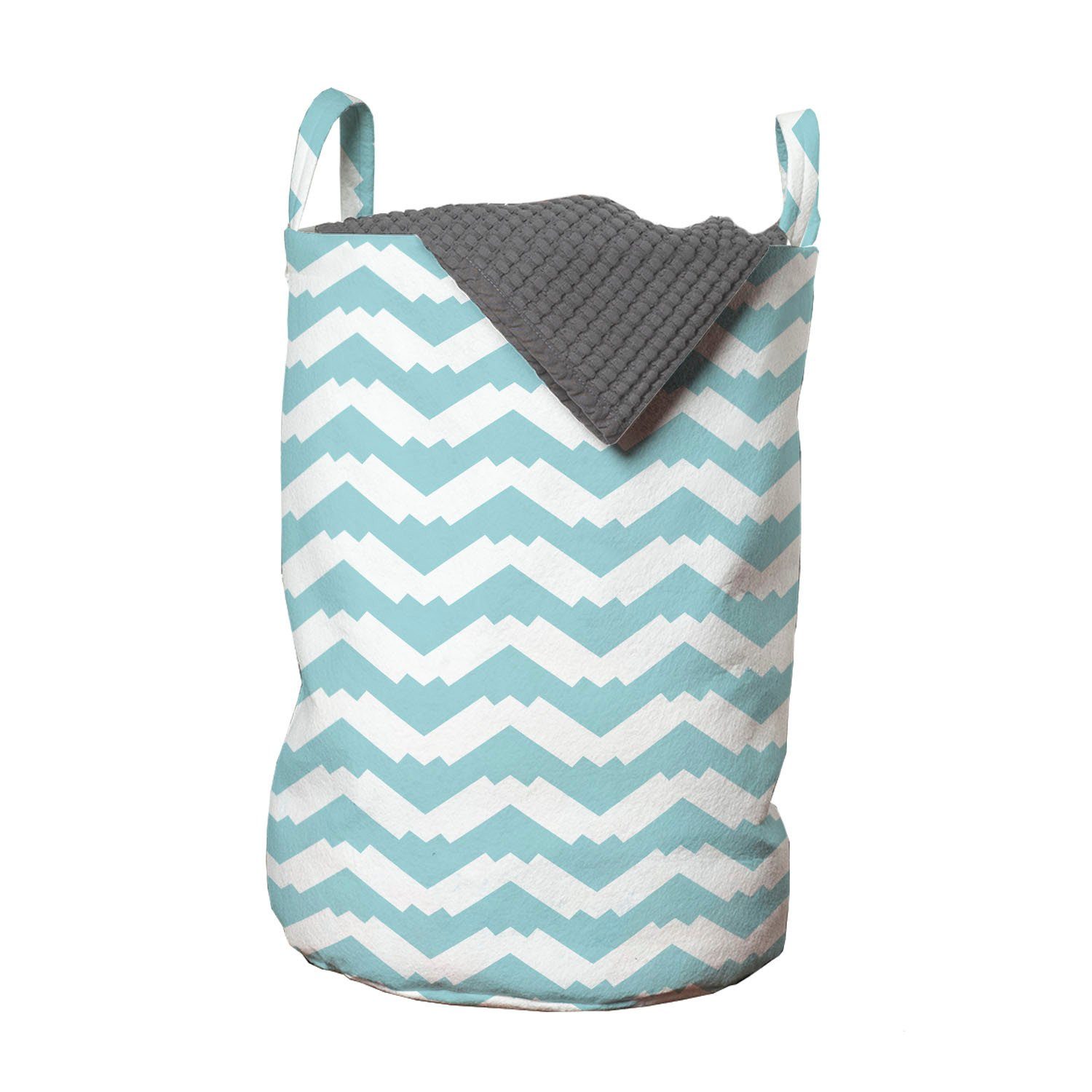 Abakuhaus Wäschesäckchen Wäschekorb mit Griffen Kordelzugverschluss für Waschsalons, Retro Chevron Snowy Mountaintop