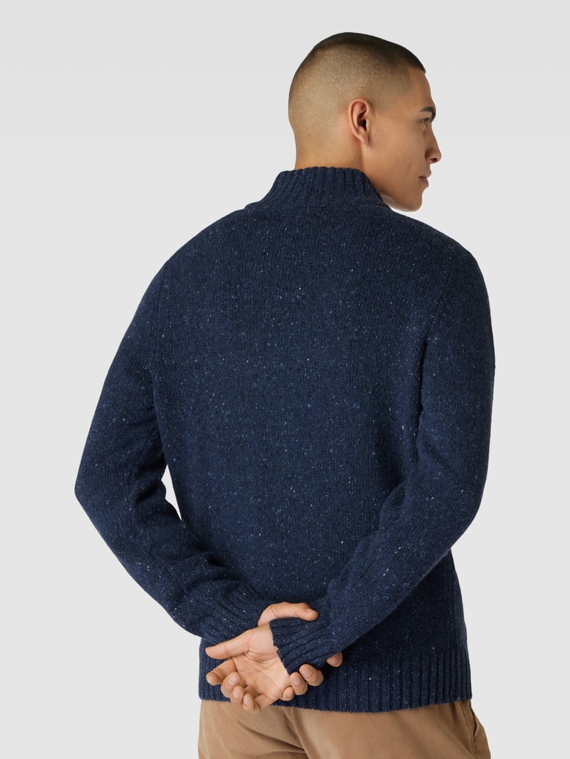 Strickpullover mit kurzem Reißverschluss in marineblau