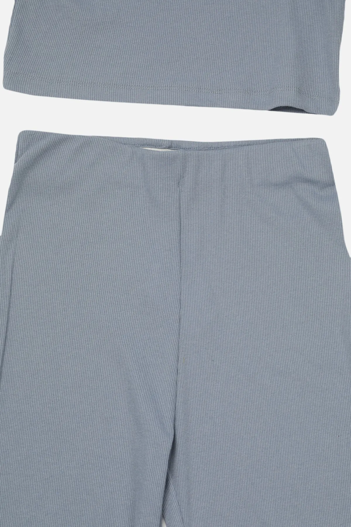 Trendyol Collection  Hellblaues Set aus Oberteil und Unterteil aus Strick mit Kordelzug TWOSS21AU0160