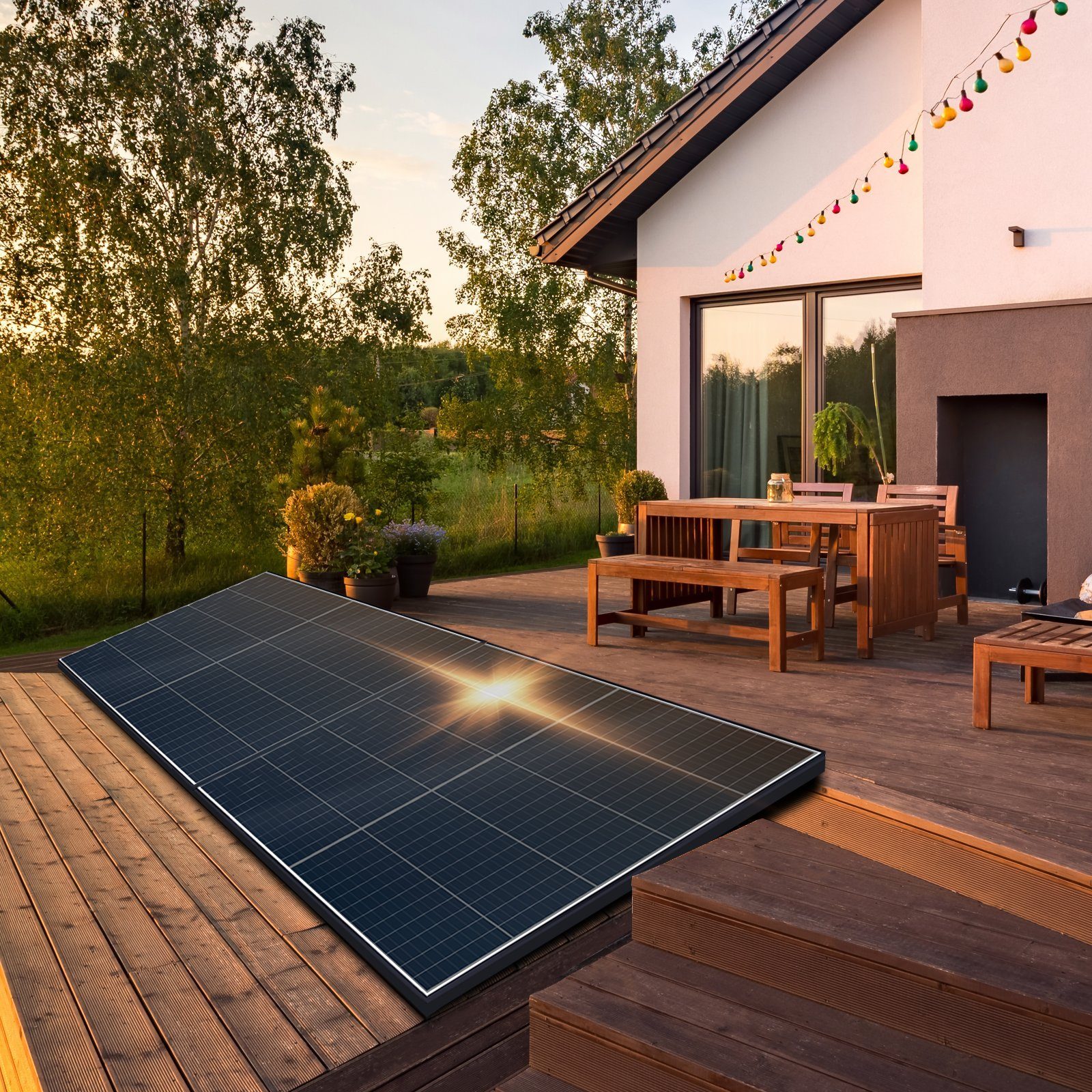 SUNNIVA Solaranlage Balkonkraftwerk 1100W, 800,00 W, Monokristallin, (DEYE Wechselrichter (drosselbar auf 600W oder 800W), Solaranlage Komplettset mit 5m Anschlusskabel für Schuko Steckdose, Balkon Mini-PV Anlage mit WIFI APP und Stromerzeugung Messu