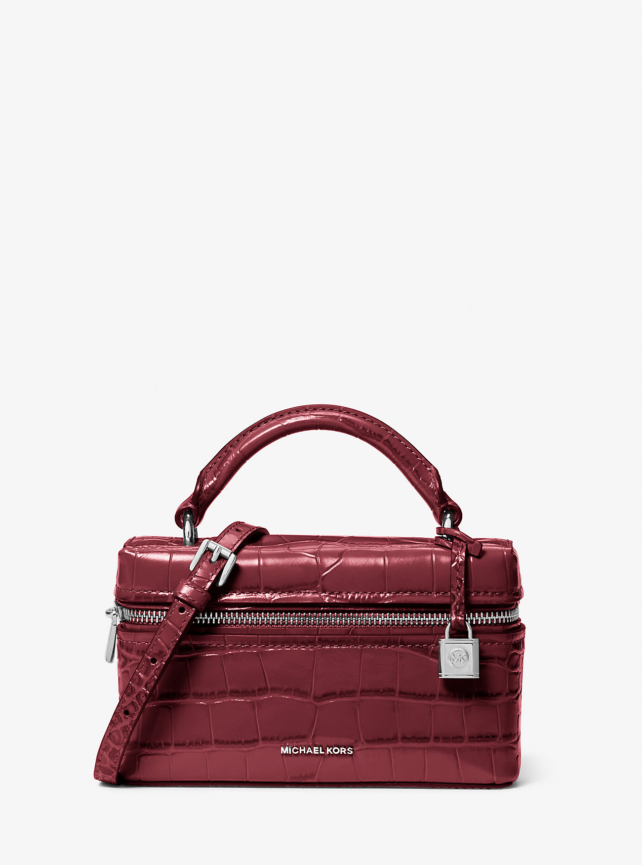 Jana Extra-Small Crocodile Embossed Leather Crossbody Bag - OXBLOOD