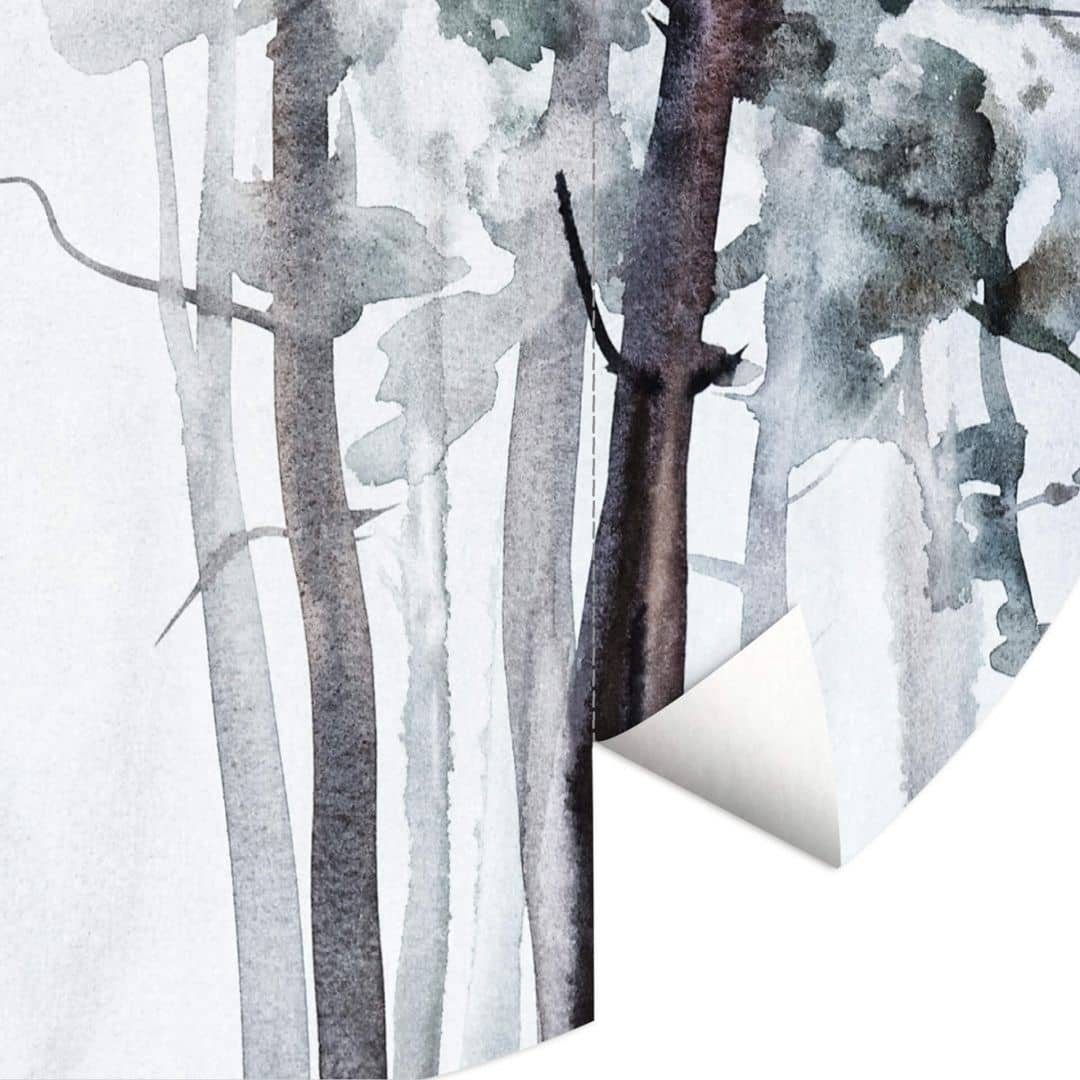 K&L Wall Art Fototapete Fototapete Aquarell Wald kunstvolle Vliestapete Rund Tapete, Wasserfarben Tapete