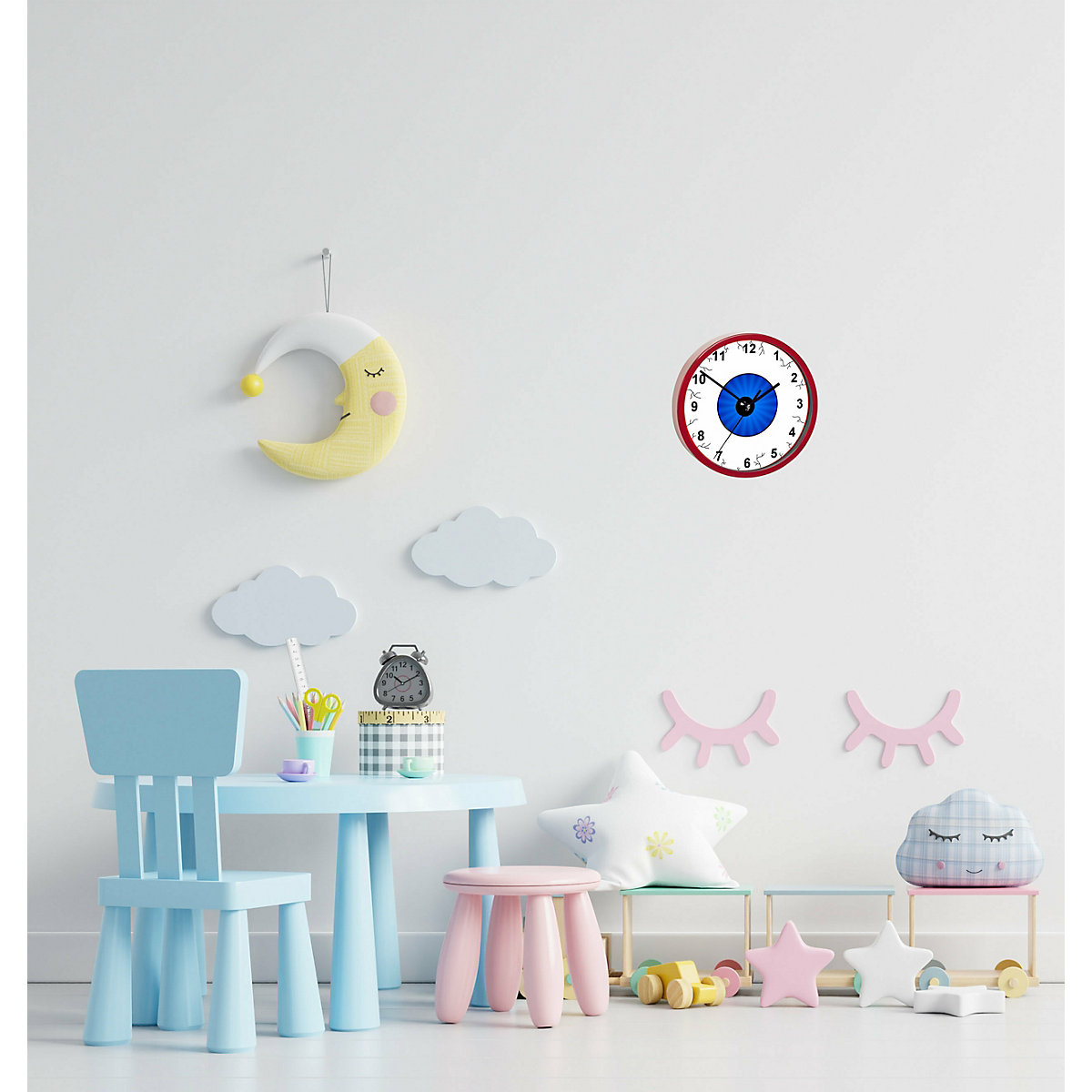 Kinder Wanduhr laufruhig personalisiert mit Name Monsterauge