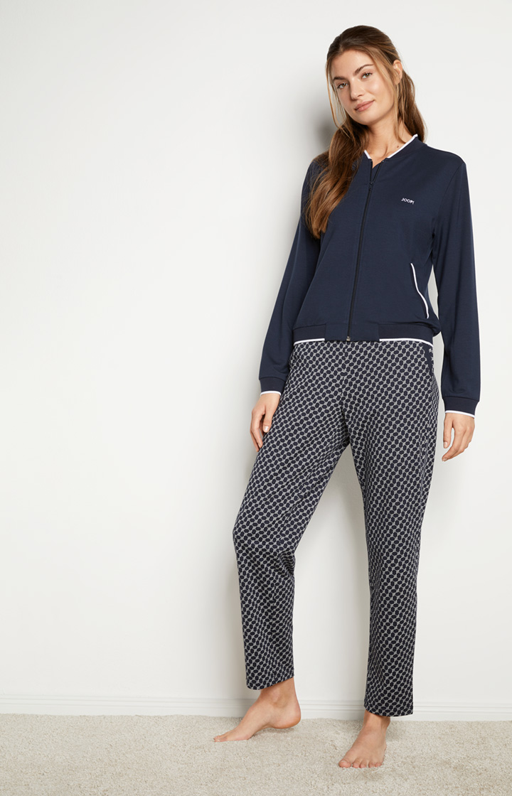 Loungewear Hose in Midnight-Blau gemustert