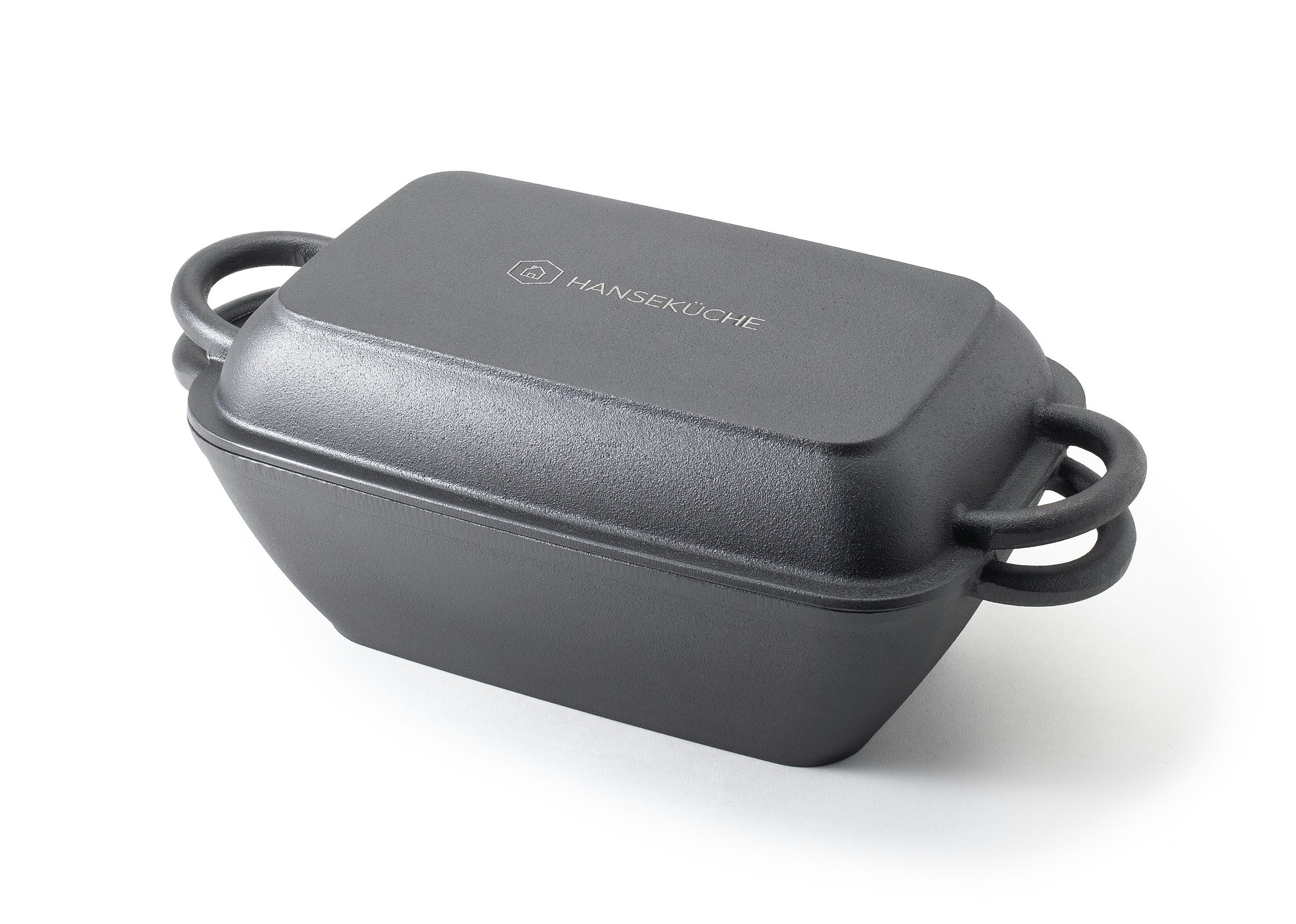 Hanseküche Grilltopf Gusseisen Bräter – Eingebrannter 2in1 Topf mit Deckel, Gusseisen (2in1 Bräter, 1-tlg., Topf und Deckel), Induktionsgeeignet, Temperaturbeständig