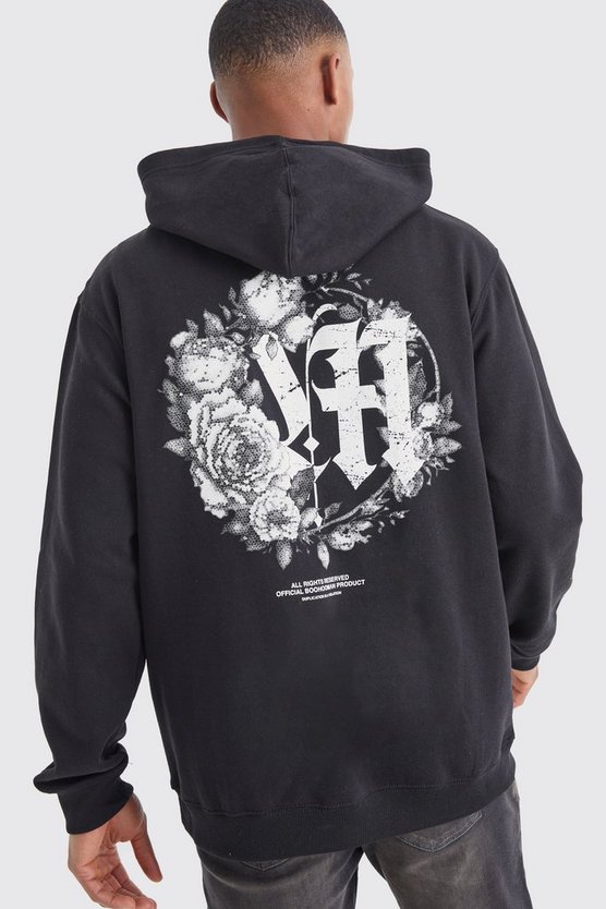 Oversize Hoodie mit Rosen-Print