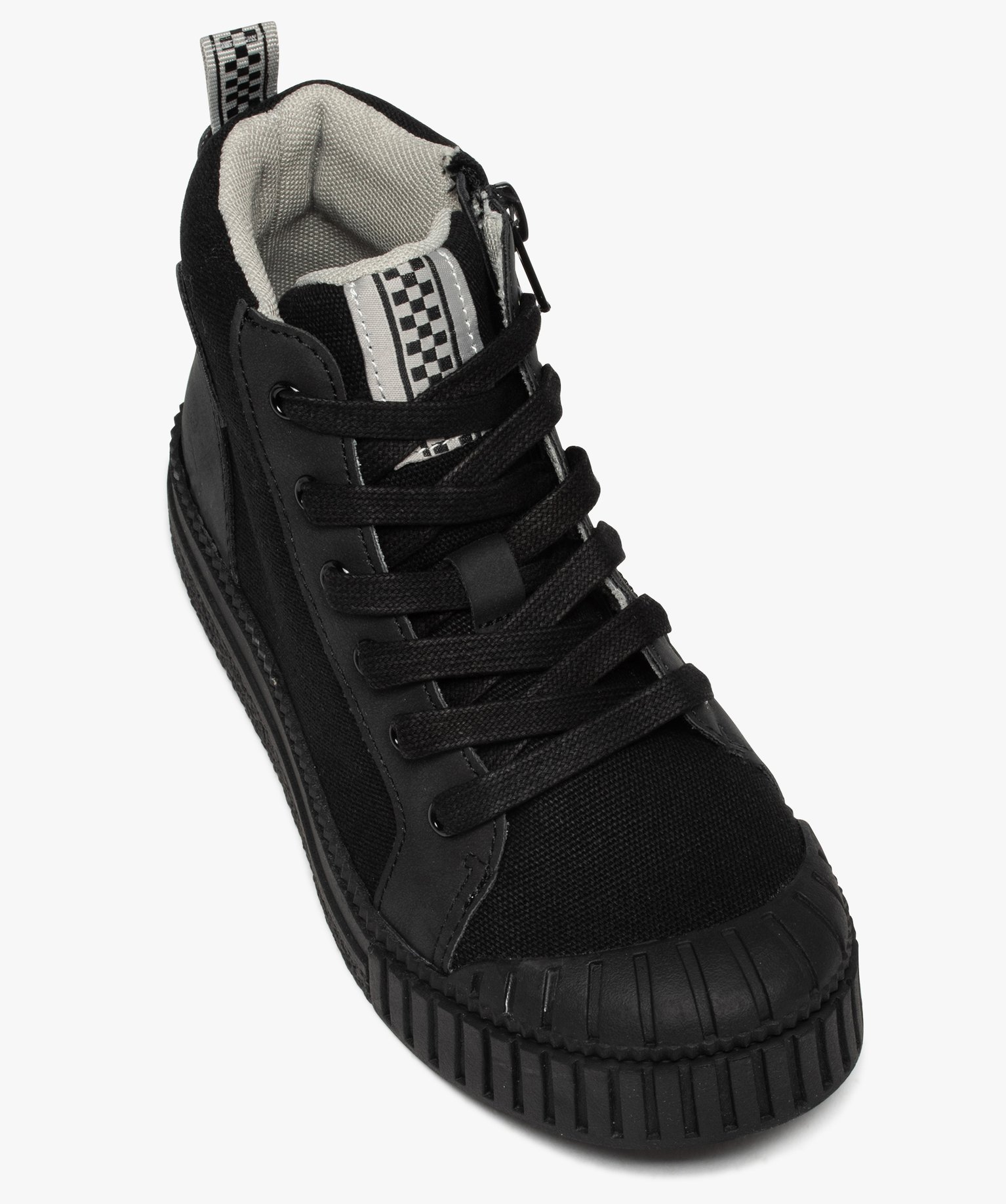 Baskets Garçon mid-cut en toile unie à bout renforcé noir | GEMO