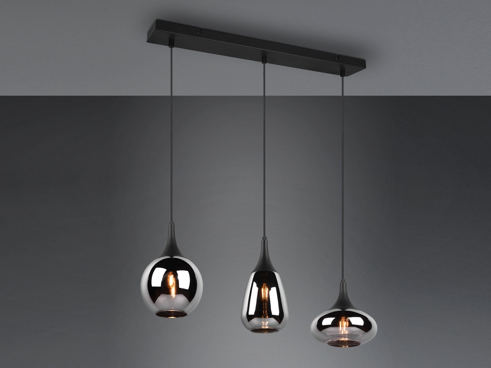 meineWunschleuchte LED Pendelleuchte, LED wechselbar, Warmweiß, ausgefallene Rauch-glas Design-er Lampen für über-n Esstisch hängend
