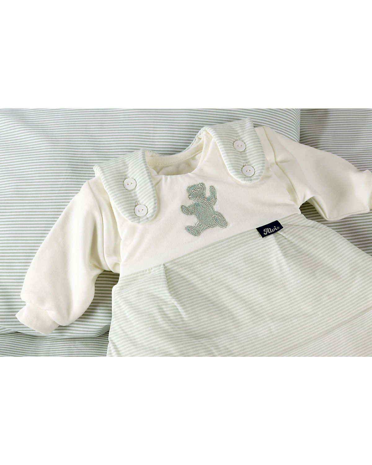 Baby-Mäxchen Schlafsack 3tlg. Bio Baumwolle - TOG 2,5 - Smoky Stripe, 74/80