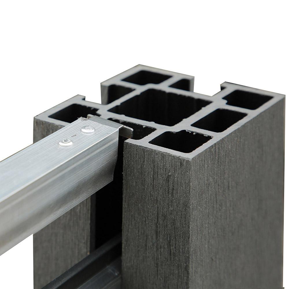Hardin 1fachgut WPC-Sichtschutzzaun CORTADO - 5x Element   6x Pfosten mit 3 Luftöffnungen schwarz