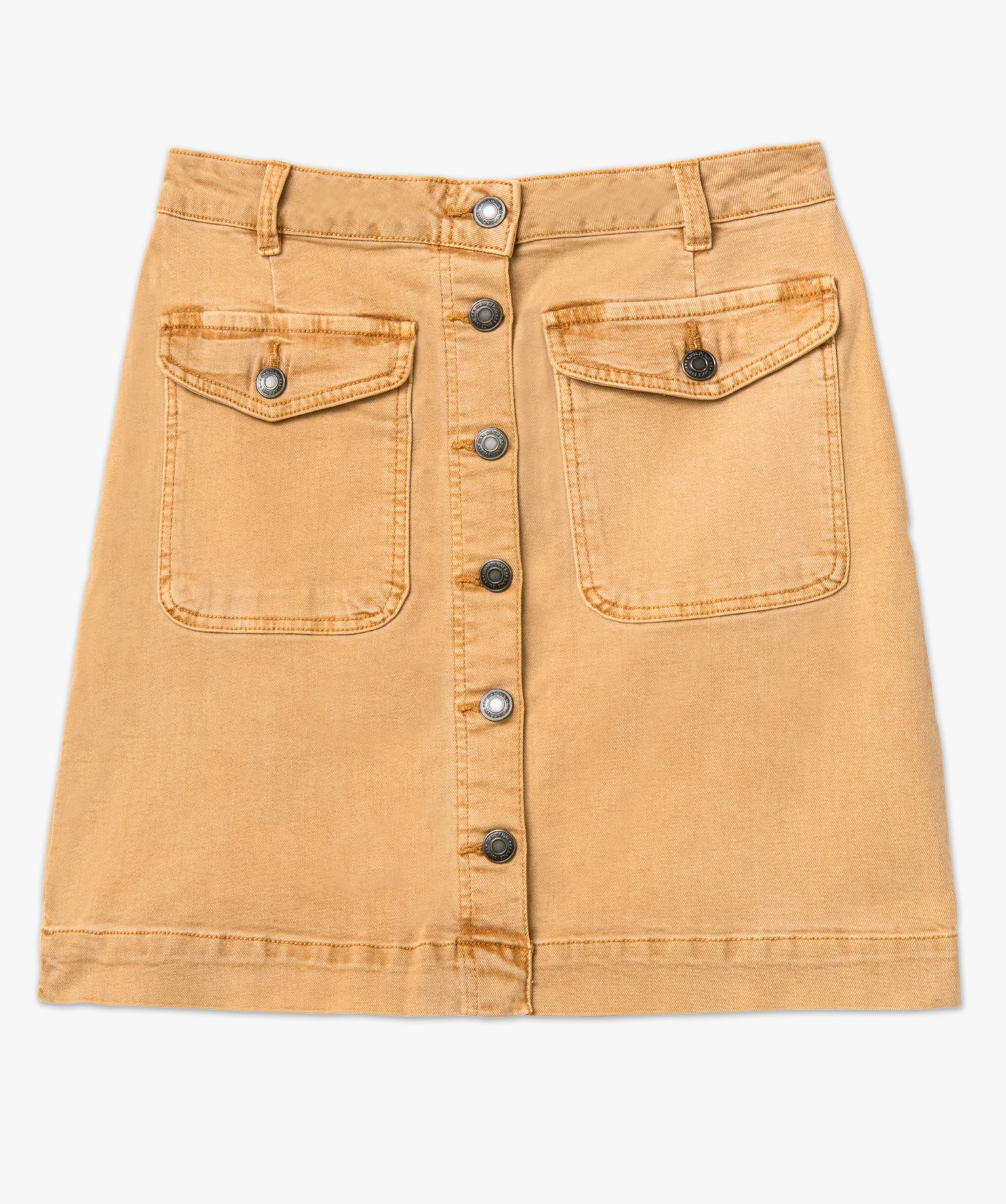 Jupe en jean colorée avec fermeture boutons femme camel | GEMO