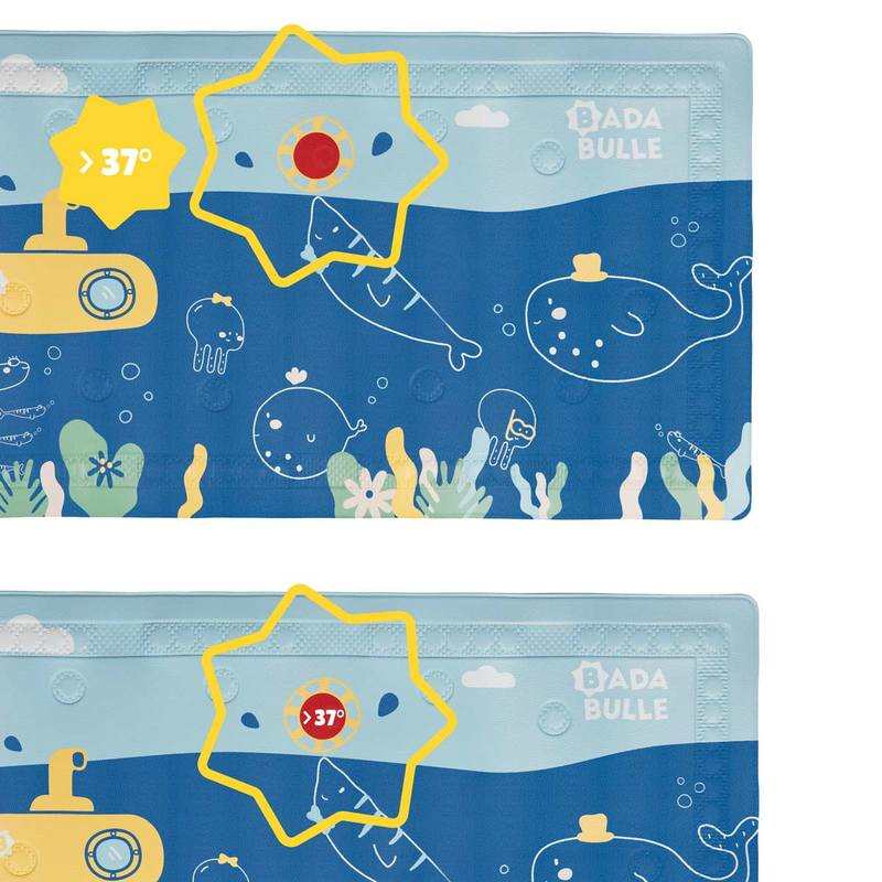 Tapis de bain avec témoin de température animaux marin Badabulle