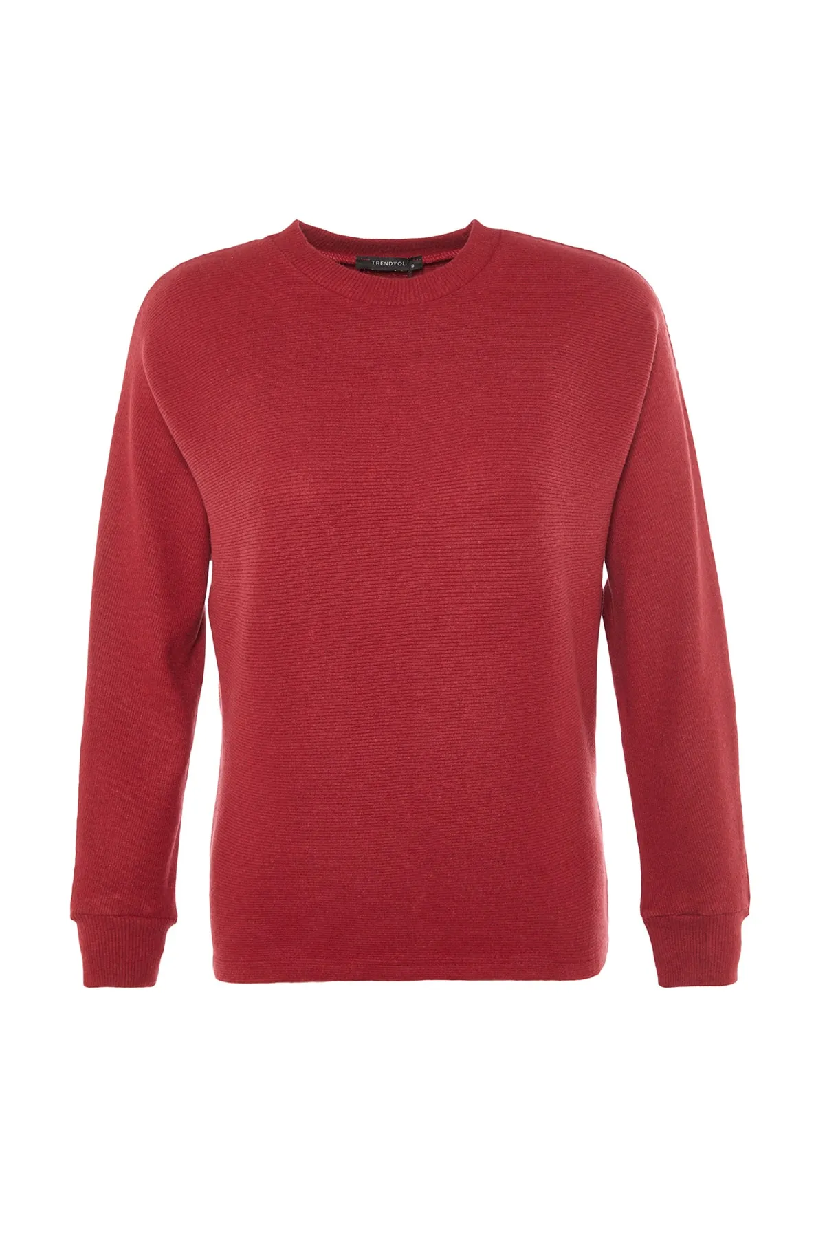 Trendyol Collection  Weinrote, detaillierte Strickbluse mit Fledermausärmeln TWOAW23BZ00024