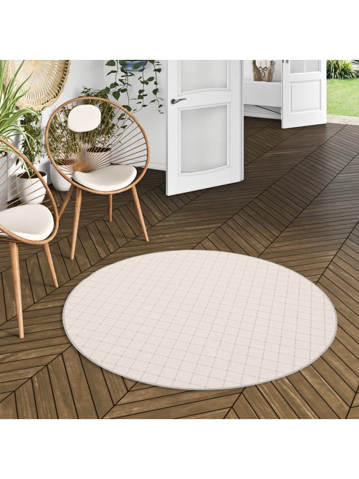 Snapstyle In & Outdoor Teppich Oslo Trend Rund in Hellgrau günstig kaufen