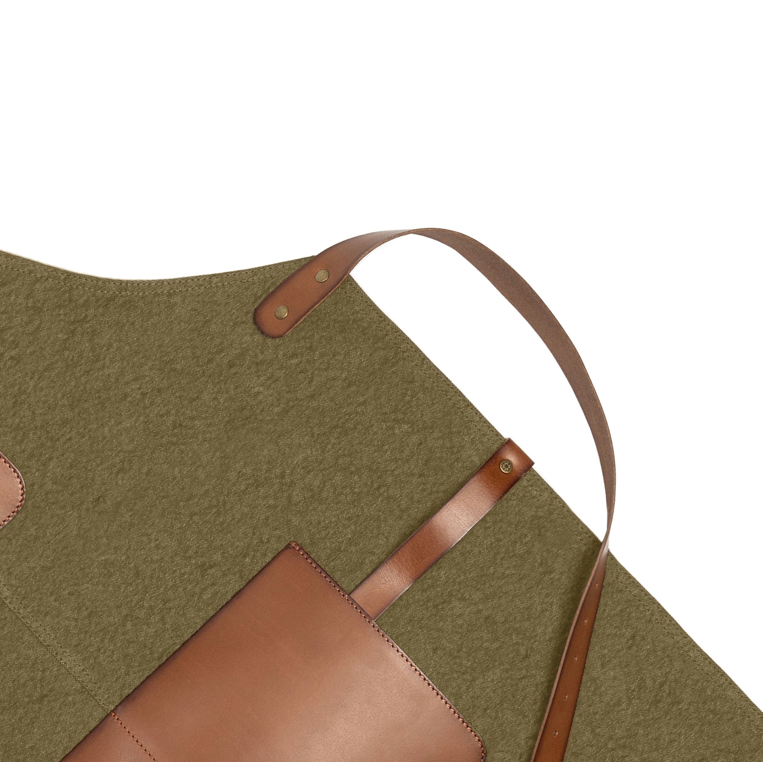 DRAKENSBERG Grillschürze Herren Bob Olivgrün, Premium Canvas Koch- und Grillschürze für Männer, strapazierfähig