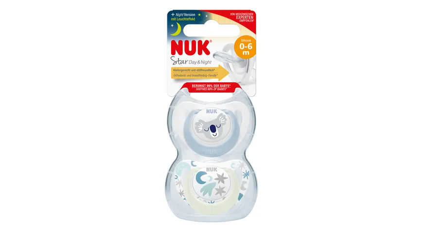 NUK Schnuller Star Day & Night Silikon 0-6 Monate