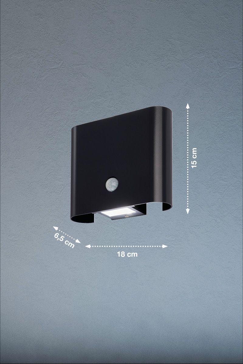 Fischer & Honsel Akku Wandlampe Magnetics Schwarz 18 x 15 cm