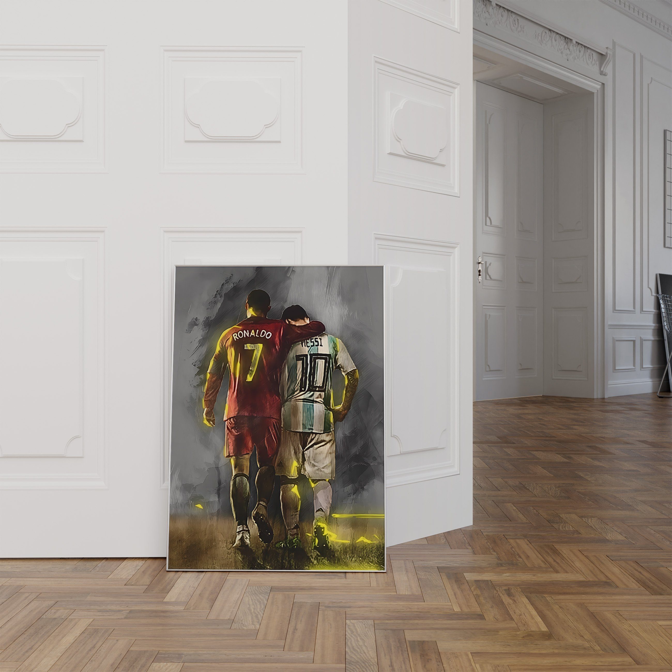 JUSTGOODMOOD Poster Premium ® Ronaldo & Messi Freunde Fußball Poster · ohne Rahmen