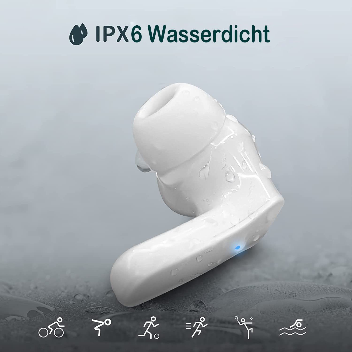 Mutoy Bluetooth Kopfhörer, True-Wireless In-Ear-Kopfhörer mit Mikrofon, In-Ear-Kopfhörer (Voice Assistant, Noise Cancelling Wireless Earbuds,IP7 Wasserdicht Ohrhörer LED-Anzeige)
