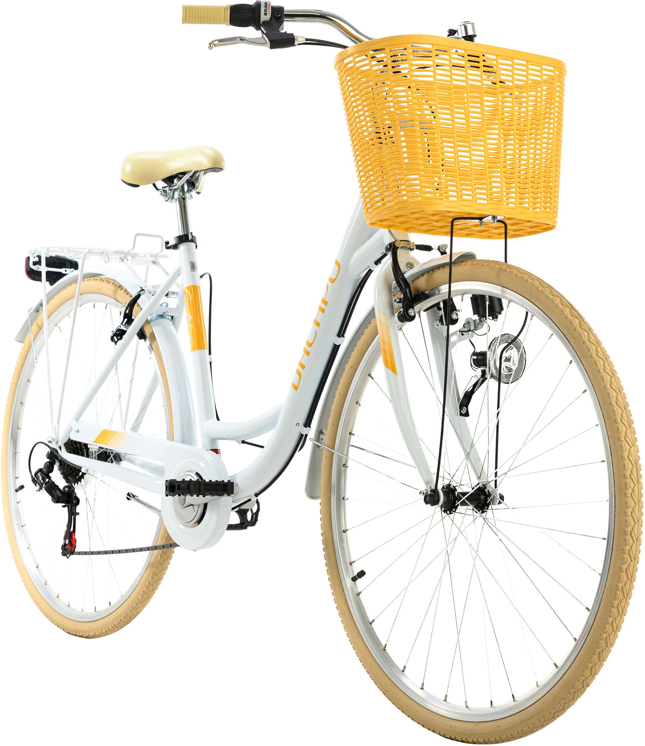 KS Cycling Cityrad Cantaloupe, 6 Gang Shimano Tourney Schaltwerk, Kettenschaltung, mit praktischem Lenkerkorb