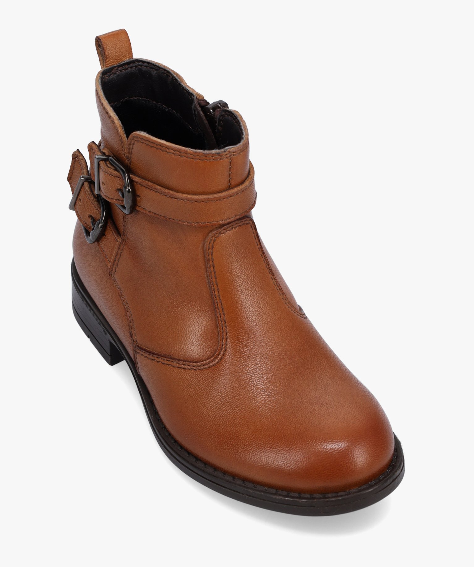 Boots fille unies style cavalière dessus cuir - Tanéo camel | GEMO