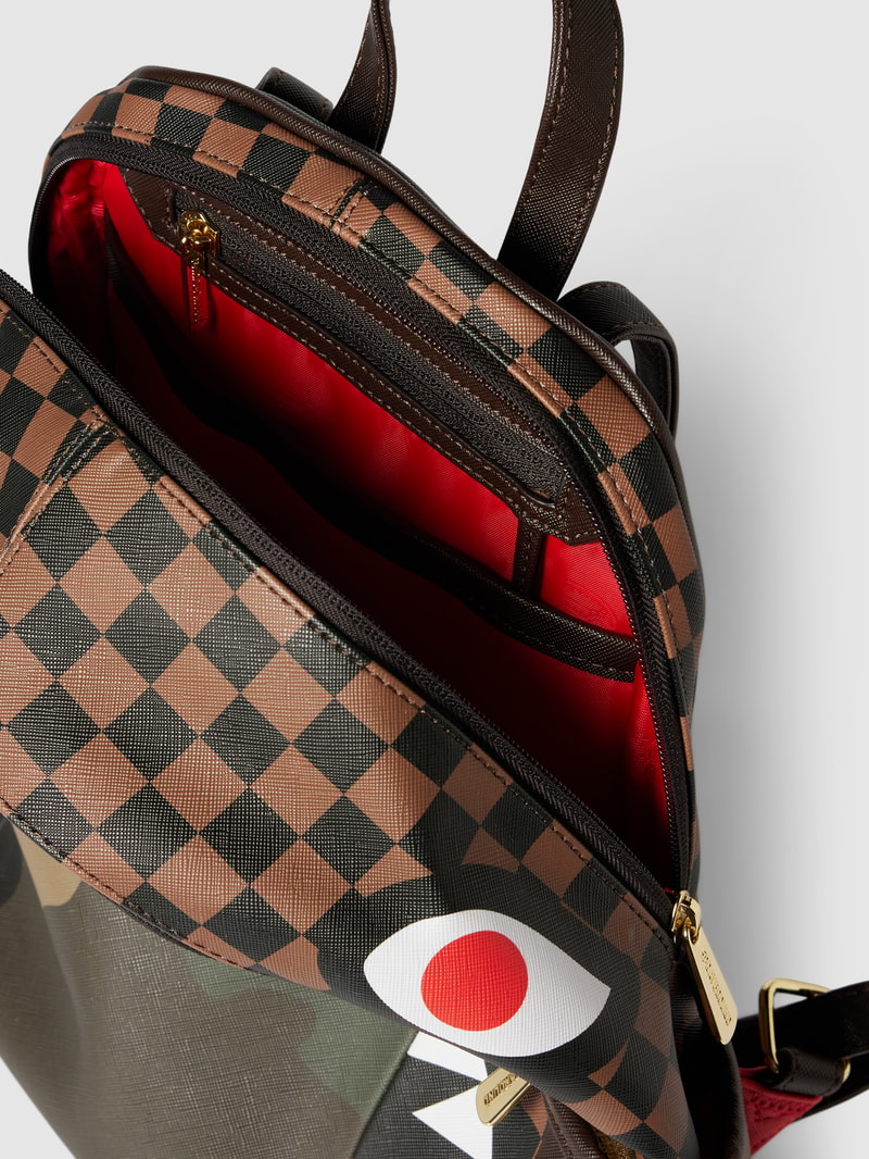 Rucksack mit Allover-Muster Modell 'SIP WITH CAMO ACCENT' in mittelbraun