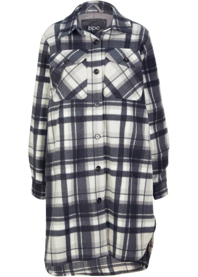 Kariertes Long-Shacket, gefüttert