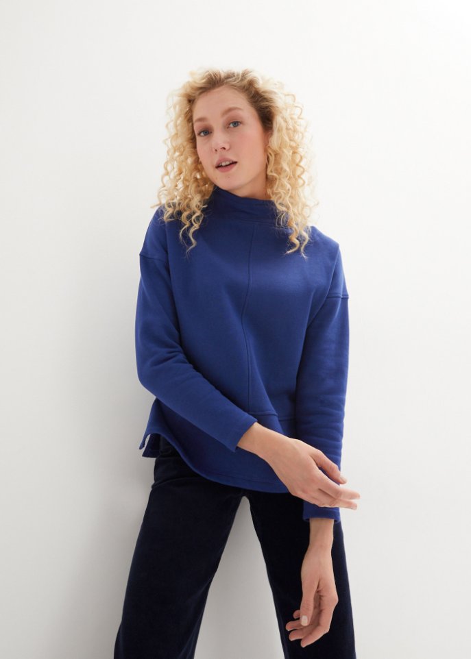 Sweatshirt mit Stehkragen aus Bio - Baumwolle