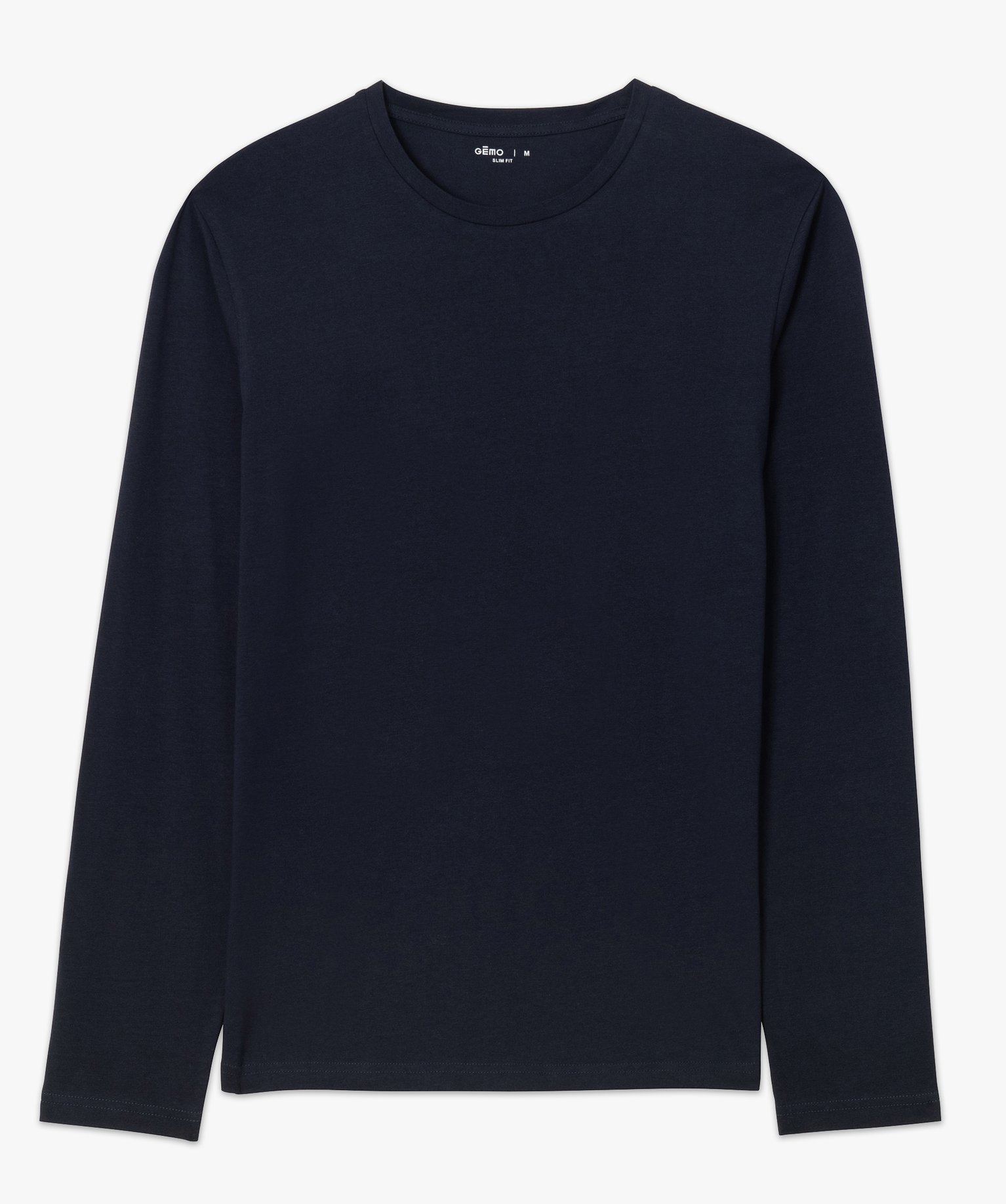 Tee-shirt homme à manches longues et col rond coupe slim bleu | GEMO