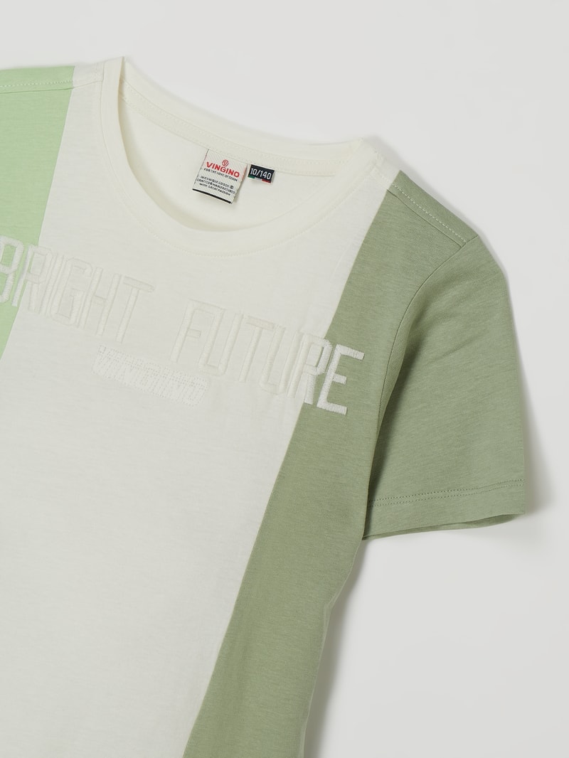 T-Shirt im Colour-Blocking-Design Modell 'Holt' in offwhite