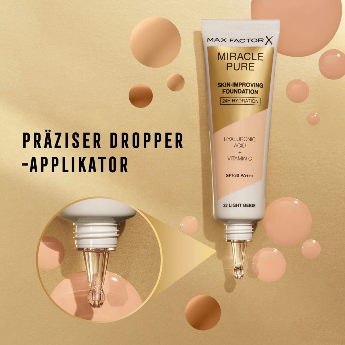 Foundation Miracle Pure 85 Caramel, LSF 30, 30 ml