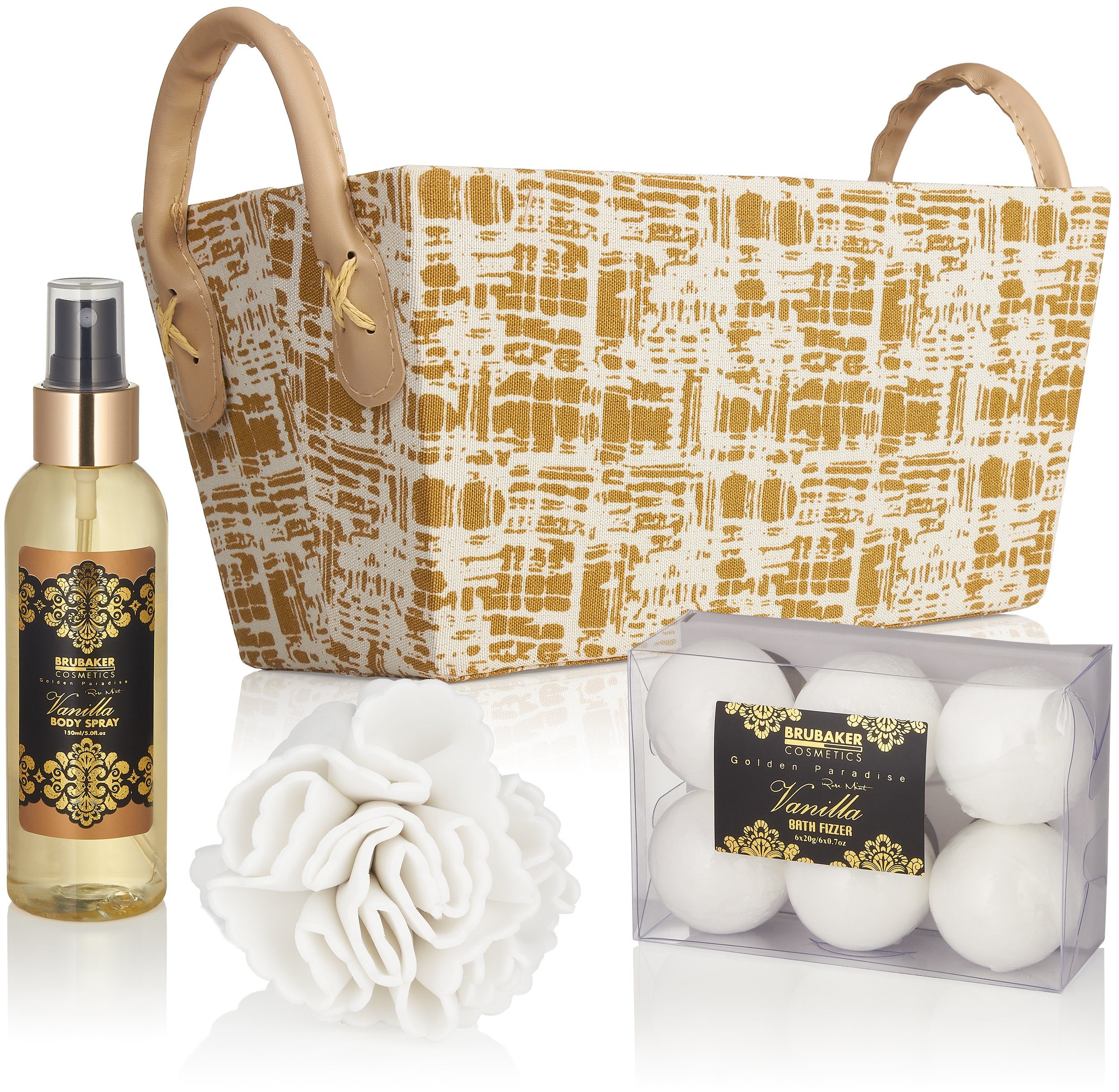 BRUBAKER Körperpflege-Set Bade- und Dusch Set, 13-tlg., Geschenkset in Henkelbox, Vanille Minze Duft