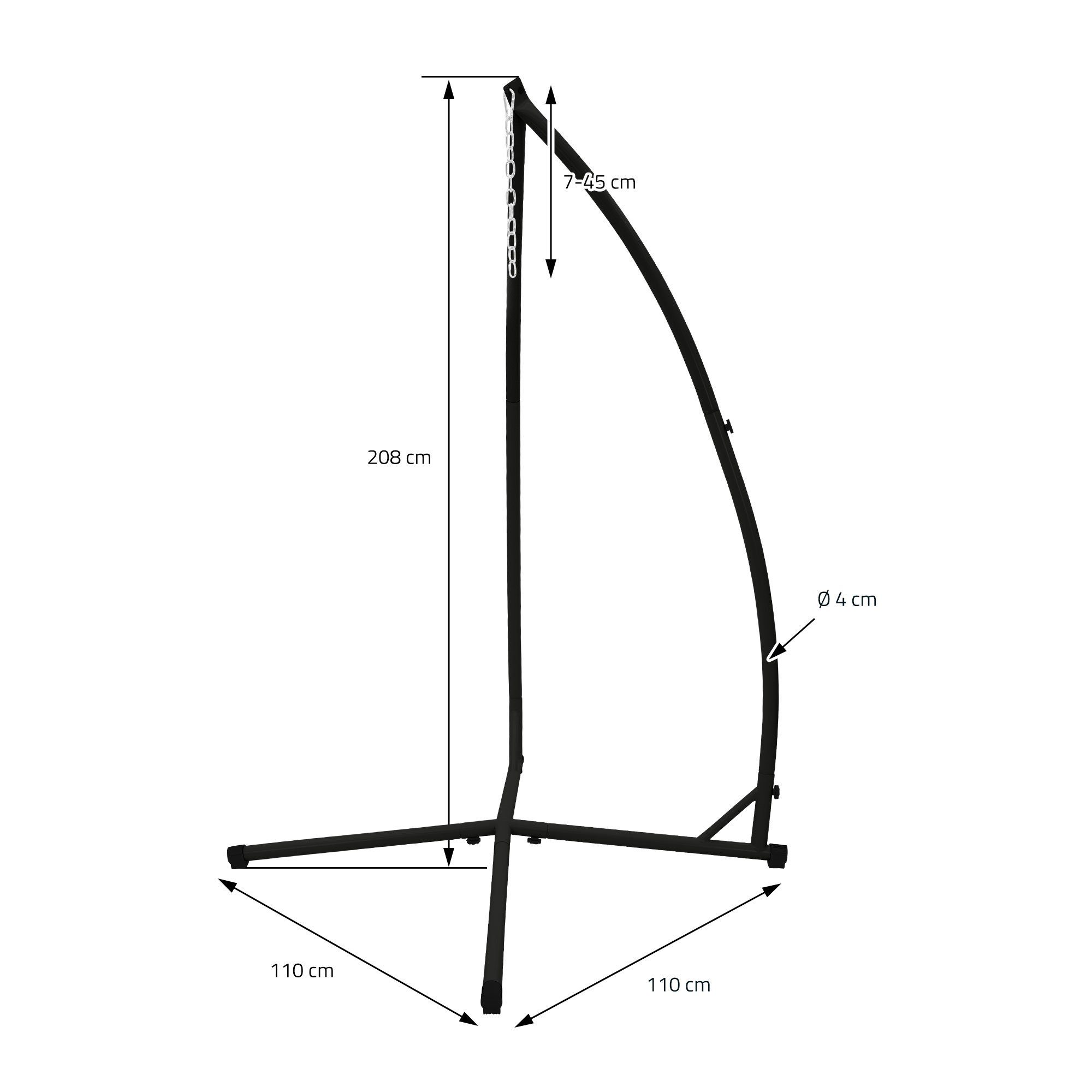ML-DESIGN Hängematte Baby Wiege Hängewiege Hängematte Hängekorb Federwiege, Gestell Schwarz 208cm Liegekissen höhenverstellbar Deckenhalterung