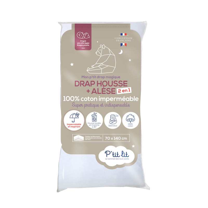 Drap housse blanc 70x140 cm P’tit lit