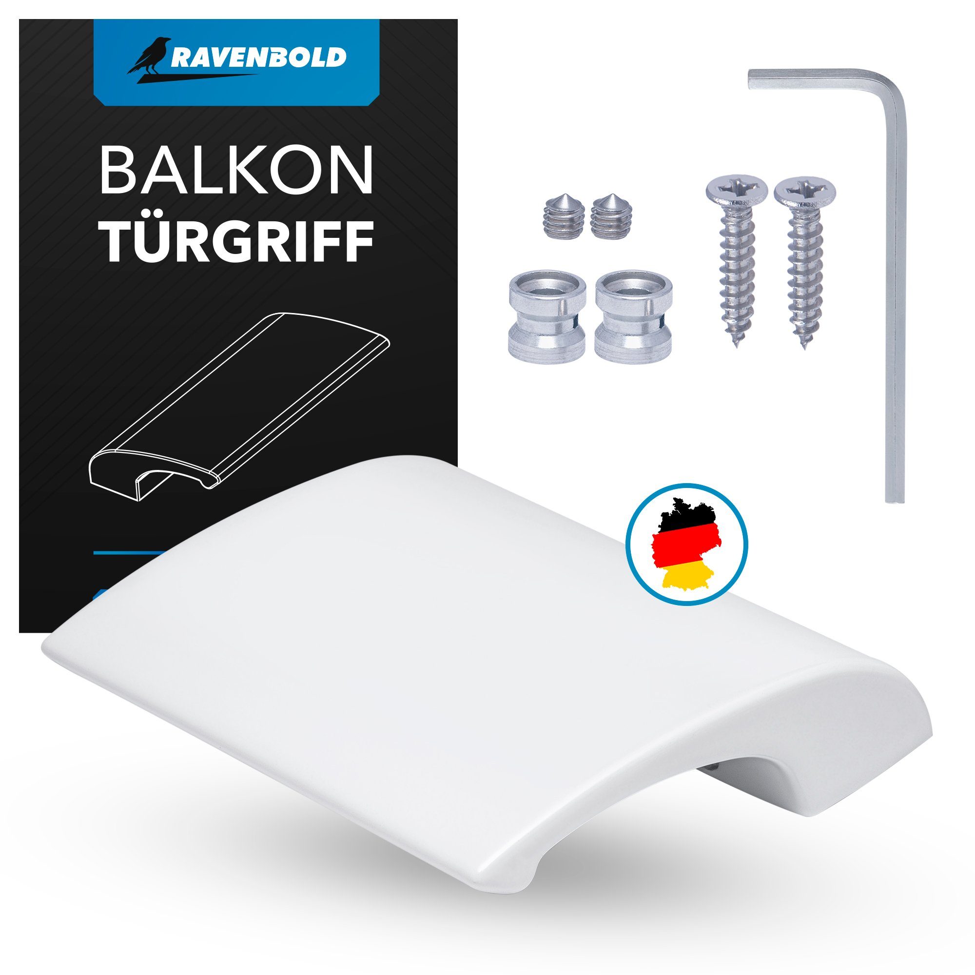 RAVENBOLD Türgriff Balkontürgriff für Außen - Terassentür Griff - Ziehgriff Balkontür Alu, Aluminium