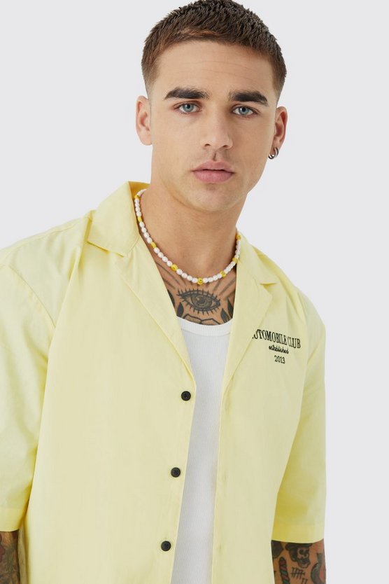 Dropped Revere Poplin Automobile Club Shirt