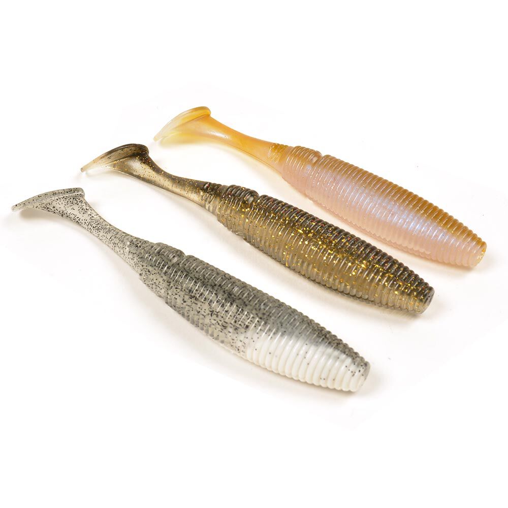 Confezione da 6 esche artificiali Shad da 15 cm + 6 testine piombate + scatola