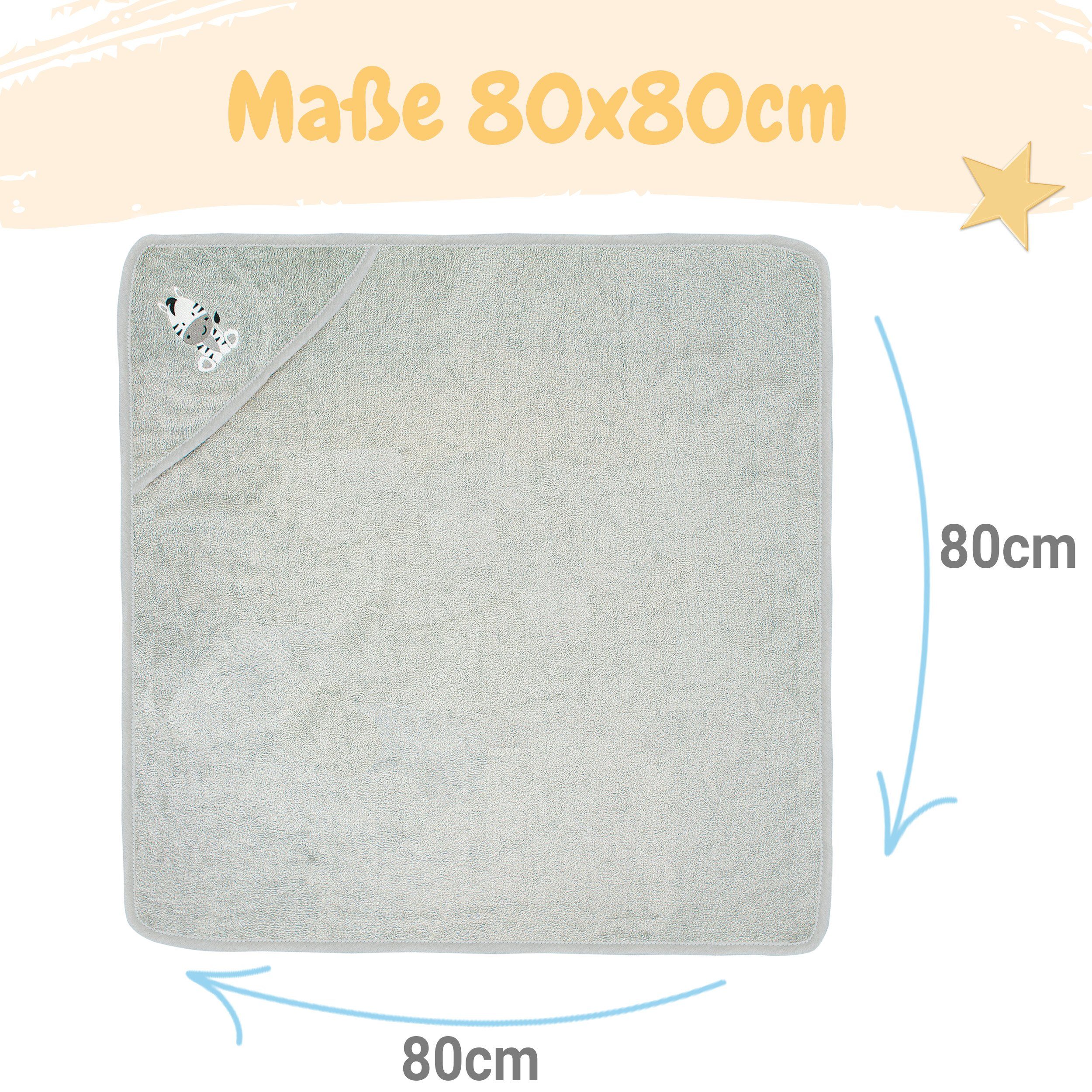 Babykajo Kapuzenhandtuch, Frottee (1, 1-St), Kuschliges Baby Handtuch mit Waschlappen