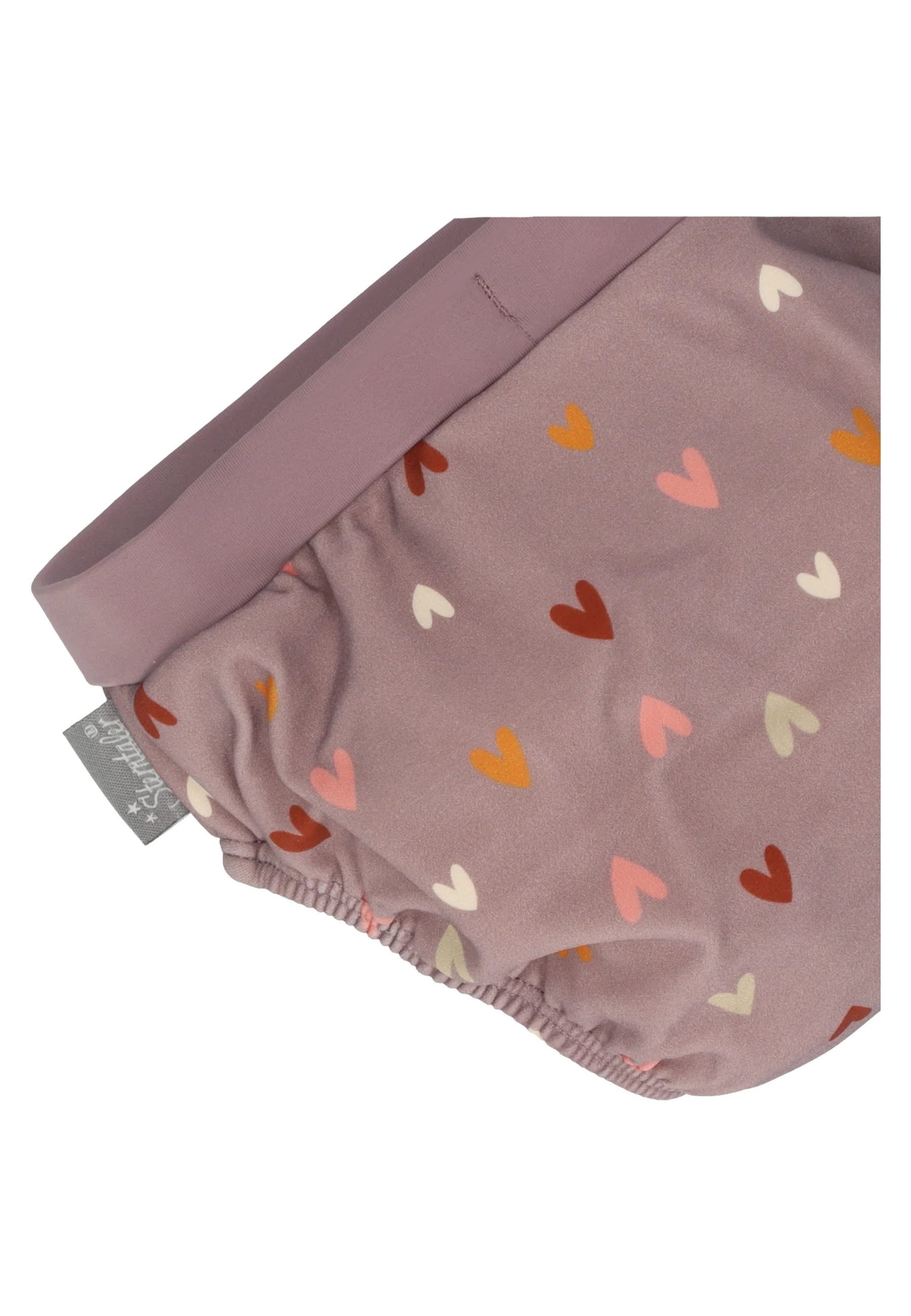 Badehose in Lila mit allover Herzen und Zierschleife