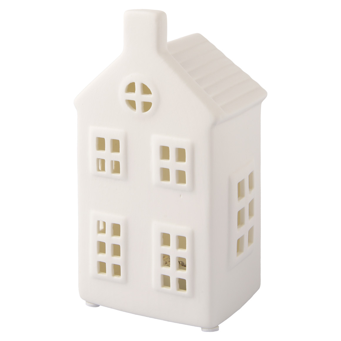Großes  LED-Deko-Haus aus Porzellan weiss