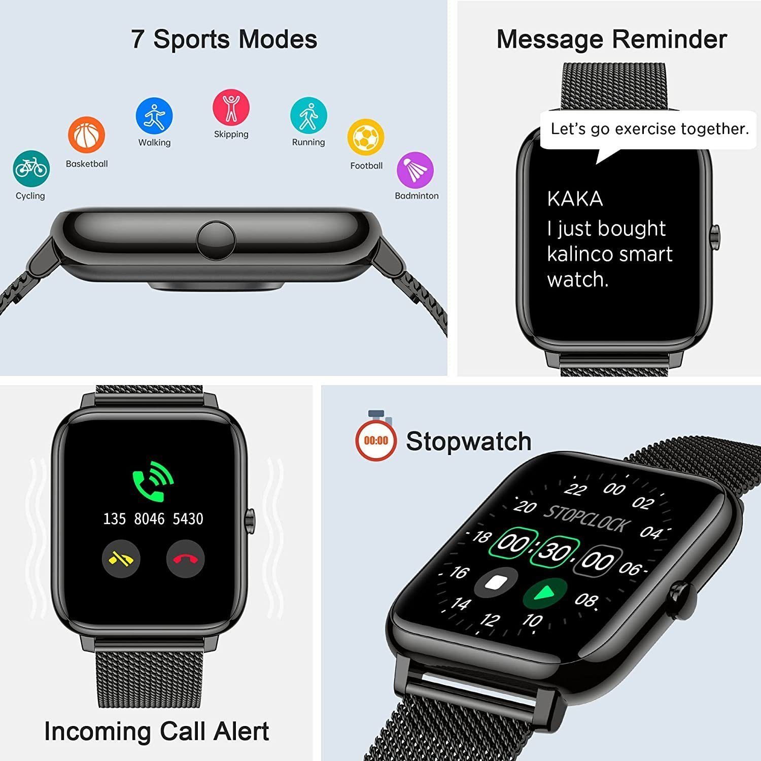 IBETTER Smartwatch für Damen Herren, Fitness Tracker Uhr Smartwatch (Fitnessuhr mit Telefonfunktion 1,69