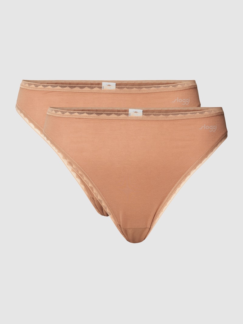 Slip mit Label-Detail im 2er-Pack in mittelbraun