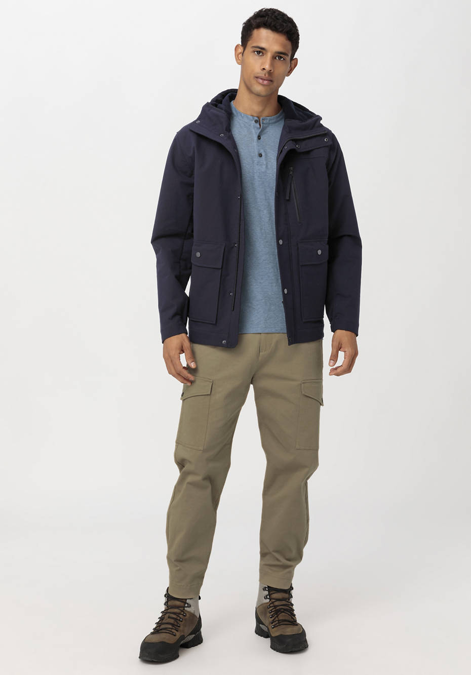 Cropped Cargohose aus Bio-Baumwolle mit Hanf