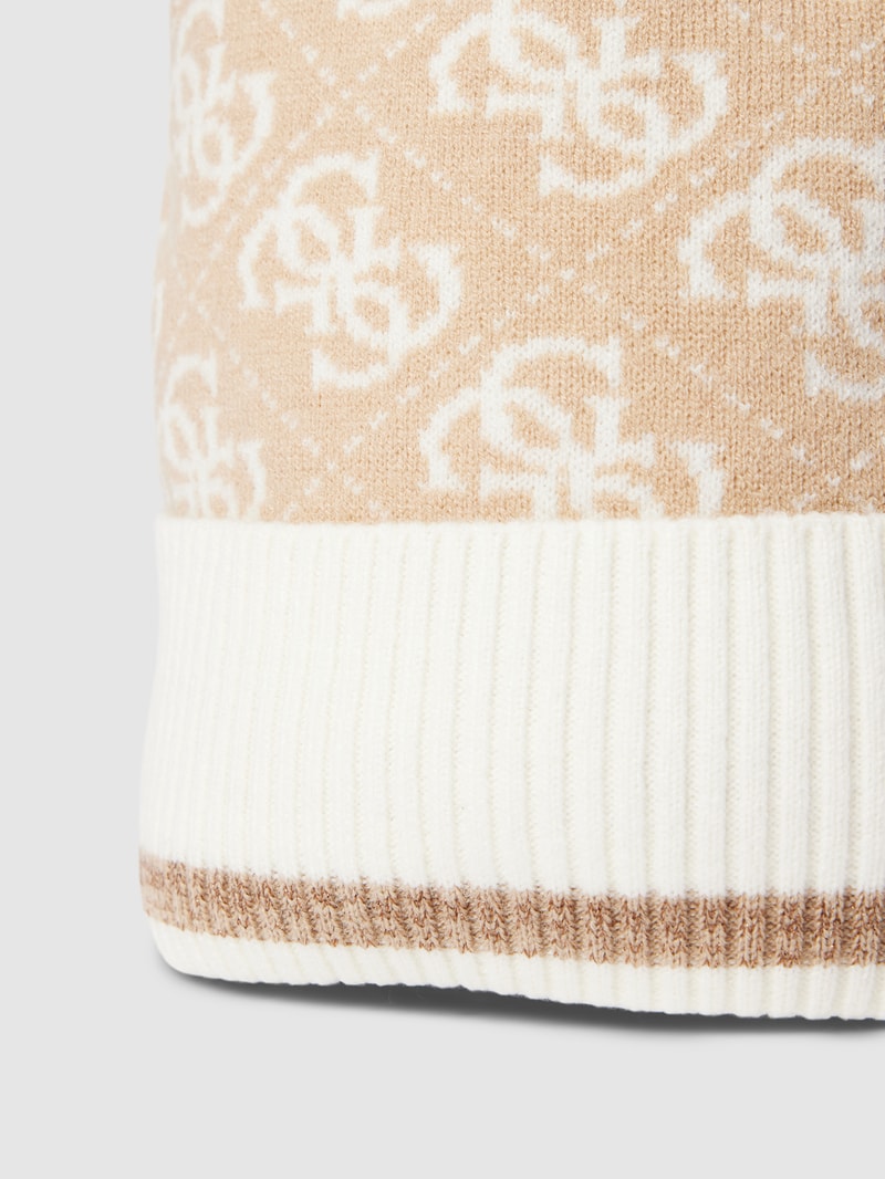 Beanie mit Allover-Logo-Muster in beige