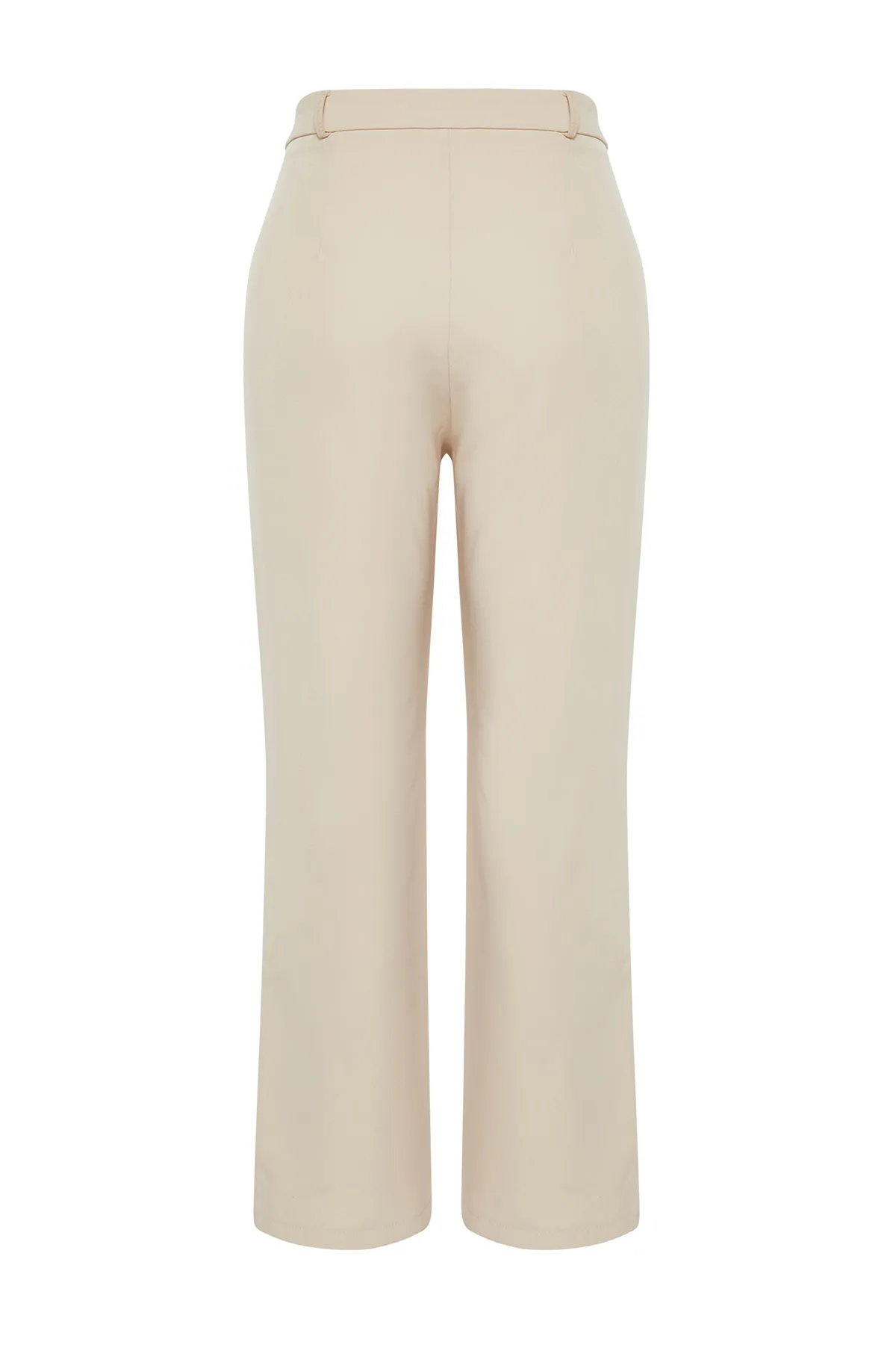 Trendyol Curve  Steinfarbene, gerade geschnittene, gewebte Bundfaltenhose mit weitem Bein TBBSS24AR00021