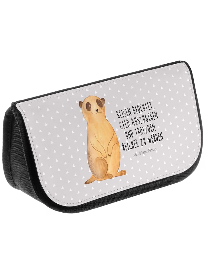 Mr. & Mrs. Panda Kosmetiktasche Erdmännchen mit Spruch in Grau Pastell günstig kaufen onesize